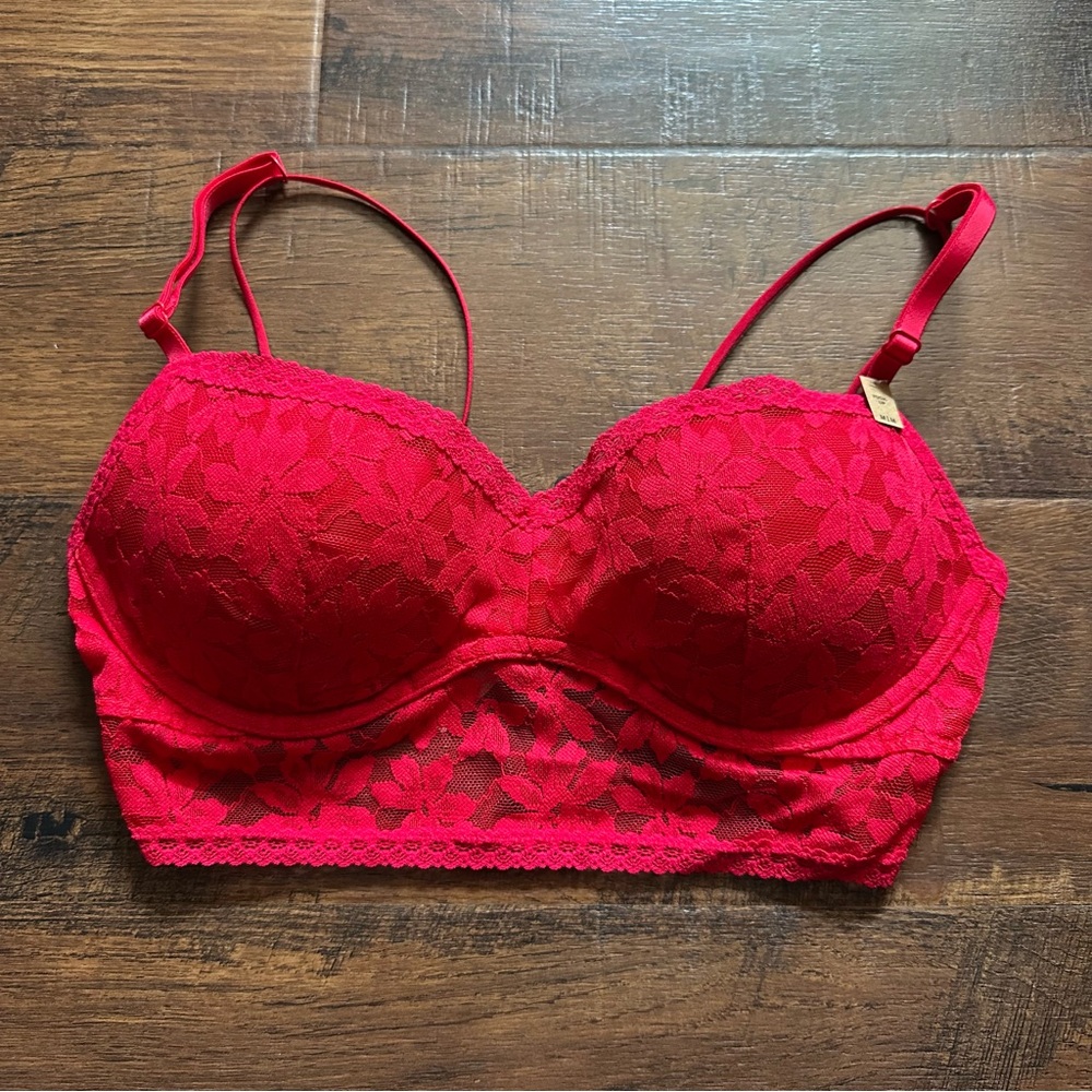 NEW Victoria’s Secret PINK Lace Push Up Bralette in Red